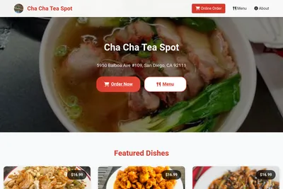 Cha Cha Tea Spot website homepage