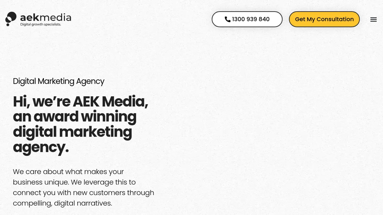 Screenshot of the AEK Media homepage