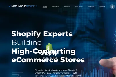 Screenshot of the InfyniqzSoft homepage