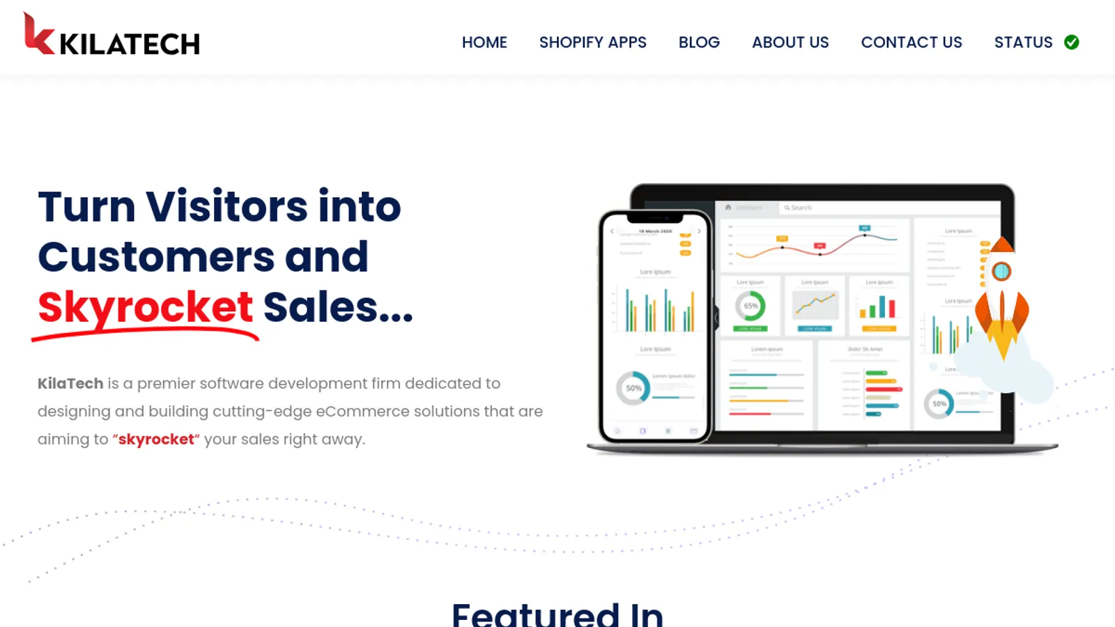 Screenshot of the KILATECH homepage