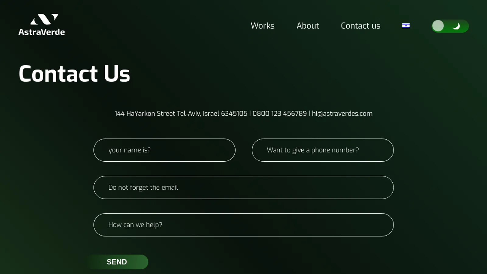 Screenshot of the Astraverdes homepage