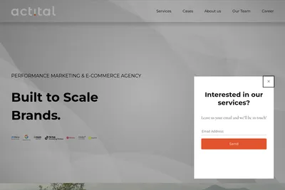 Screenshot of the Actital AB homepage