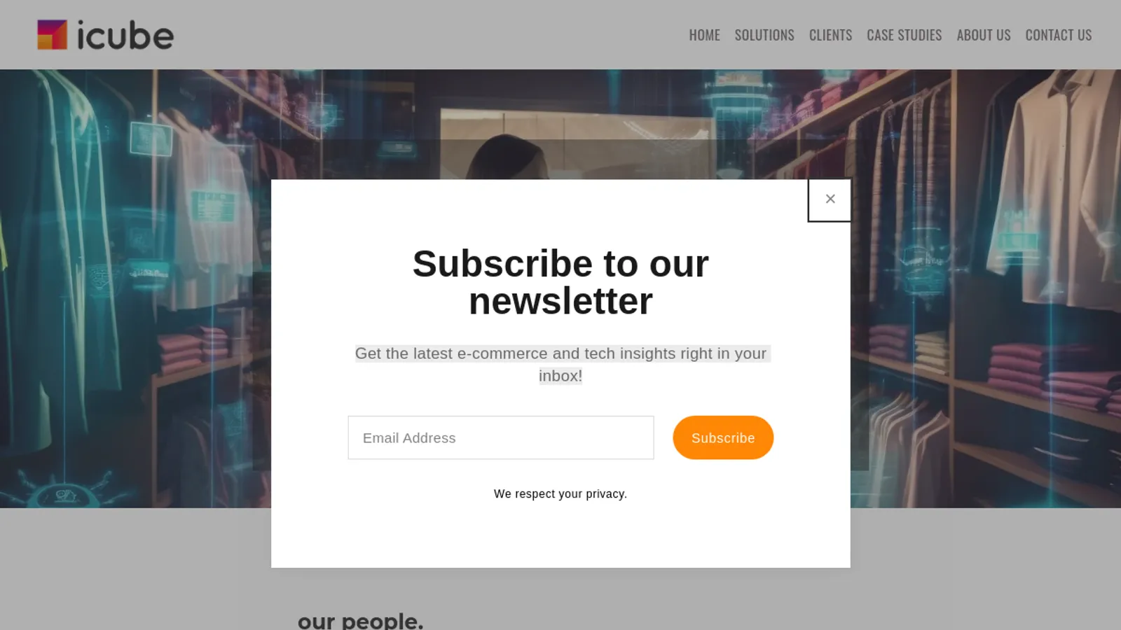 Screenshot of the ICUBE homepage