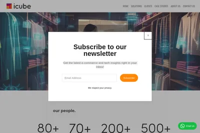 Screenshot of the ICUBE homepage
