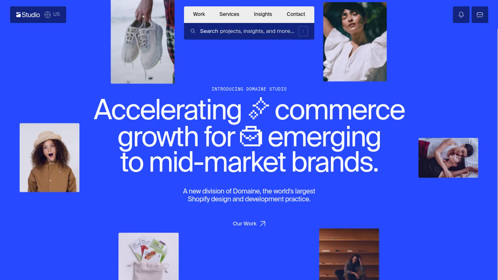 Screenshot of the Domaine Studio homepage