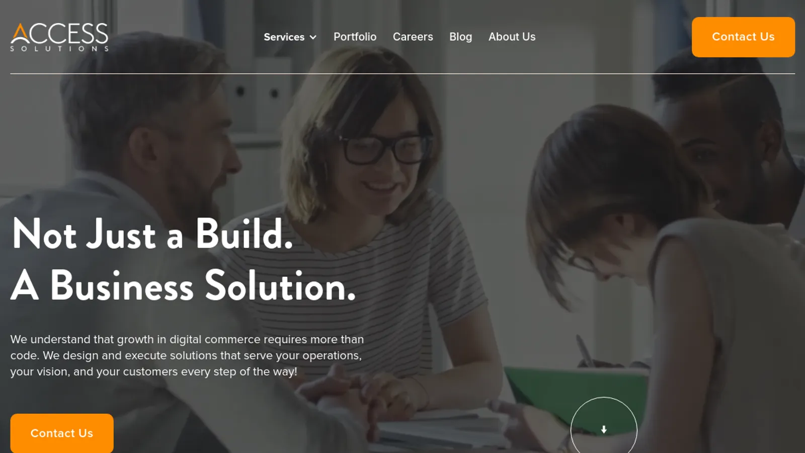 Screenshot of the Access Solutions homepage