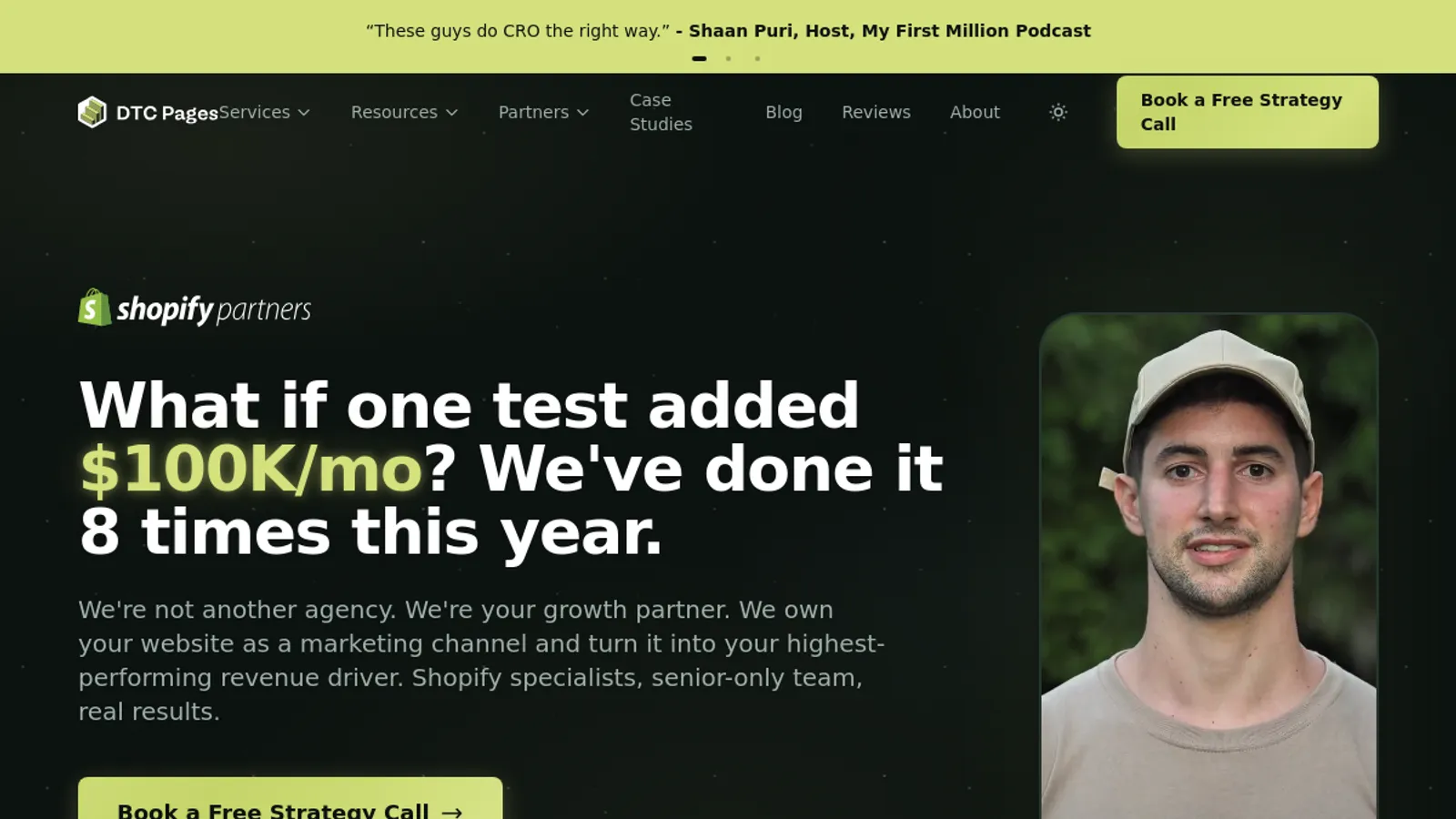 Screenshot of the DTC Pages homepage