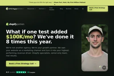 Screenshot of the DTC Pages homepage