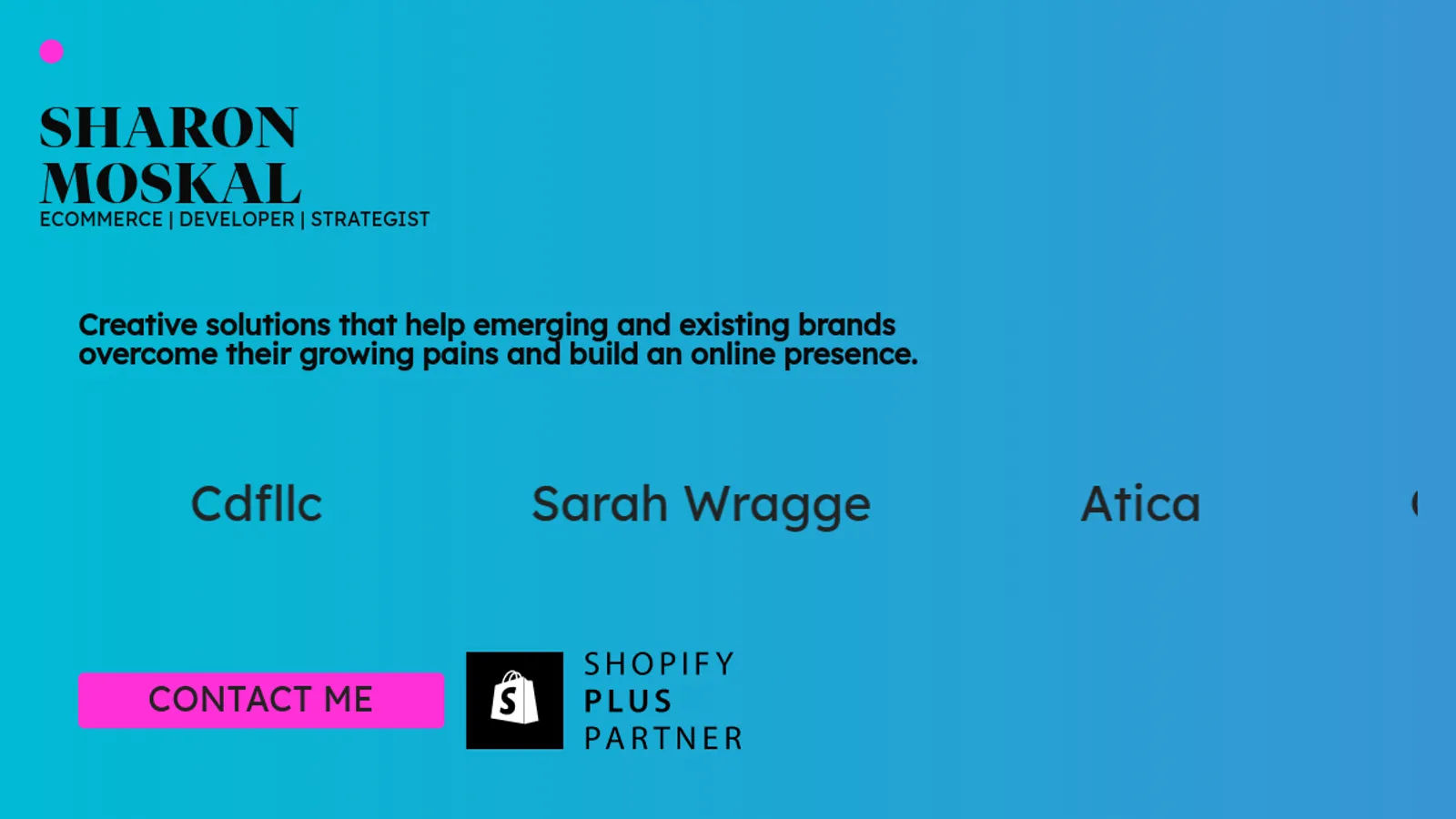 Screenshot of the Sharon Moskal homepage