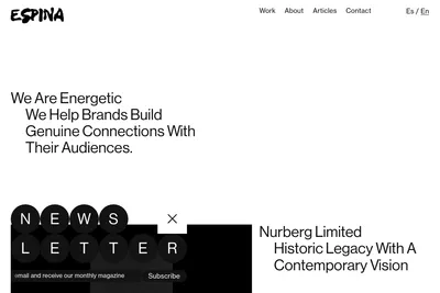 Screenshot of the Espina Studio homepage