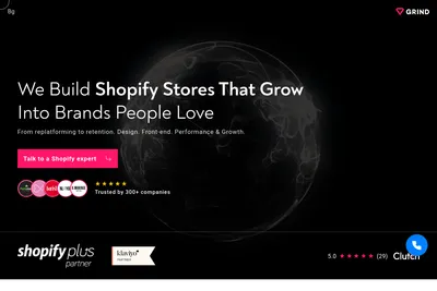 Screenshot of the Grind Web Studio homepage