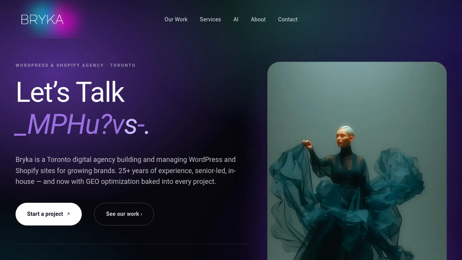 Screenshot of the Bryka Store Builders homepage