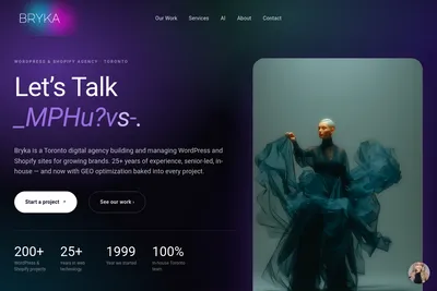 Screenshot of the Bryka Store Builders homepage