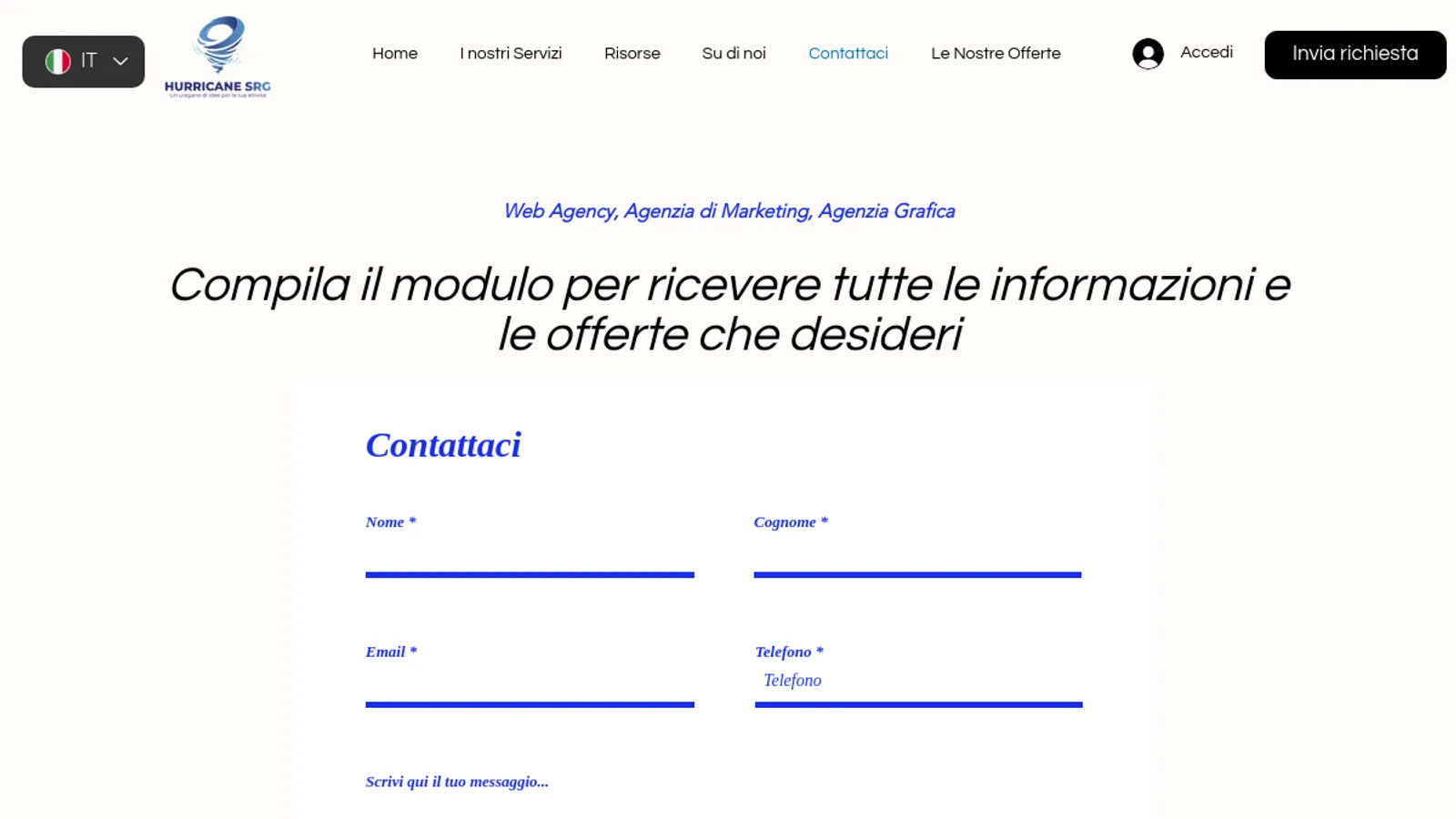Screenshot of the HurricaneSrg homepage