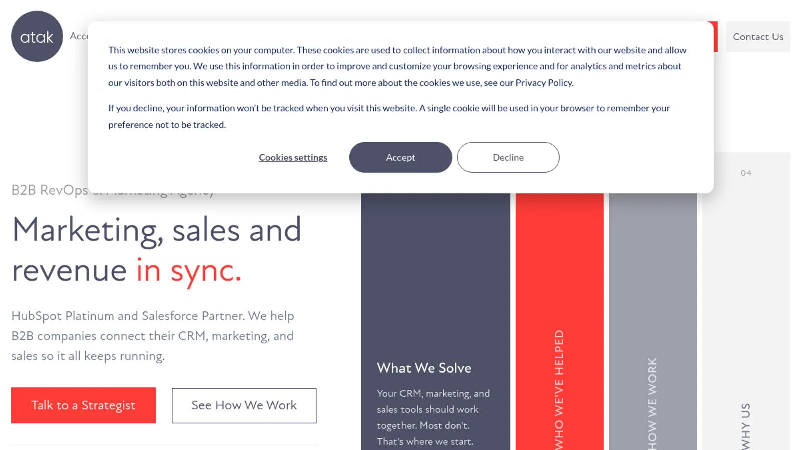 Screenshot of the ATAK INTERACTIVE, INC. homepage