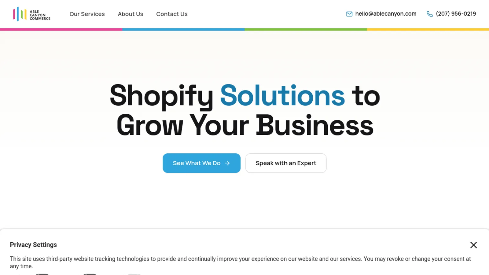 Screenshot of the Able Canyon, LLC homepage