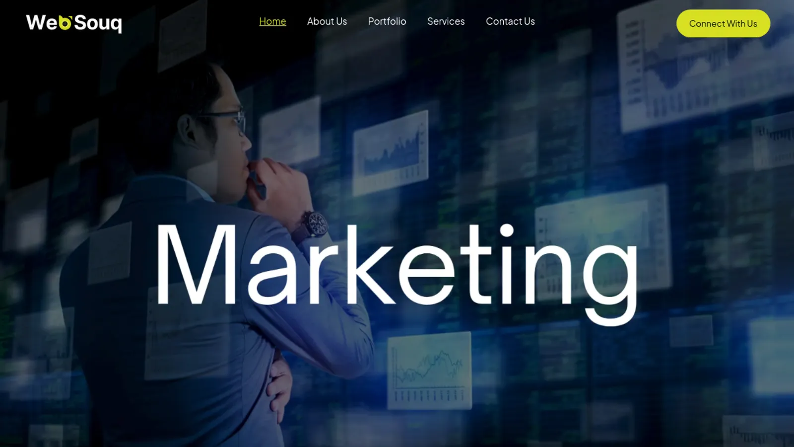 Screenshot of the Web Souq Digital Solution ,Dubai United Arab Emirates, saudia, qatar, kuwait, bahrain homepage