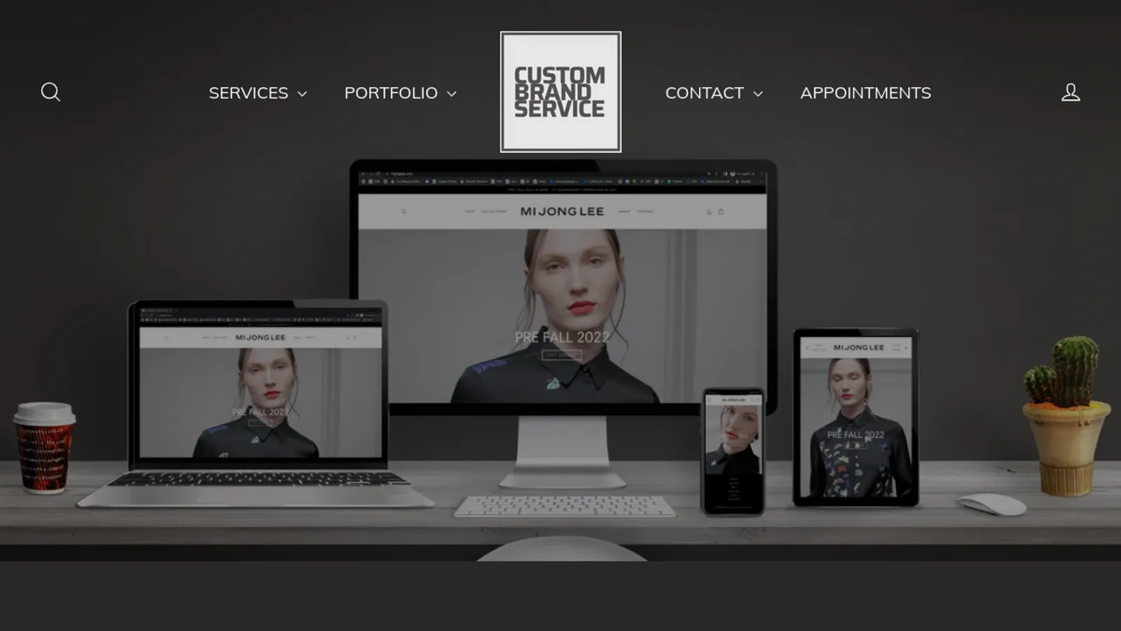 Screenshot of the Custom Brand Service homepage