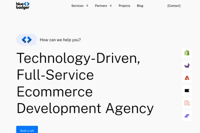 Screenshot of the Blue Badger homepage