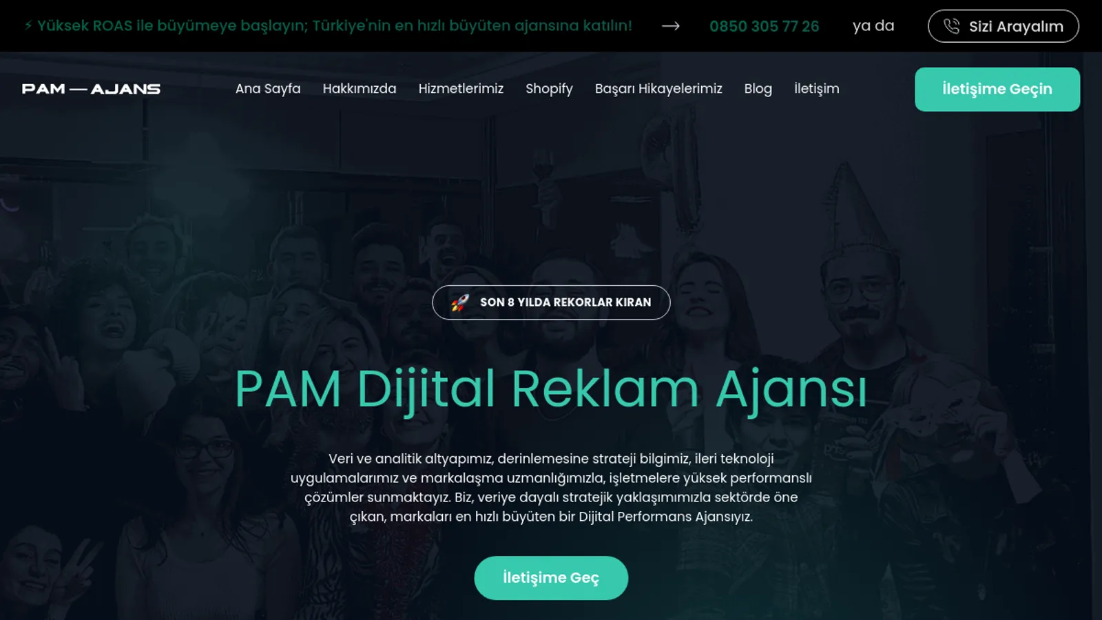 Screenshot of the Pam Dijital Reklam Ajansı Tic Ltd Şti homepage