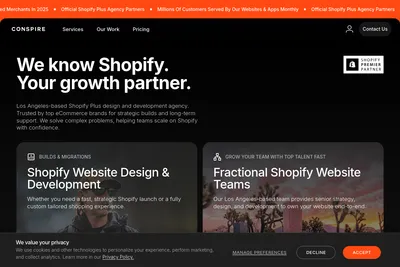Screenshot of the Conspire Agency homepage
