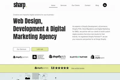 Screenshot of the Sharp Media Agency homepage