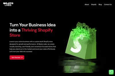 Screenshot of the Mojito Labs homepage