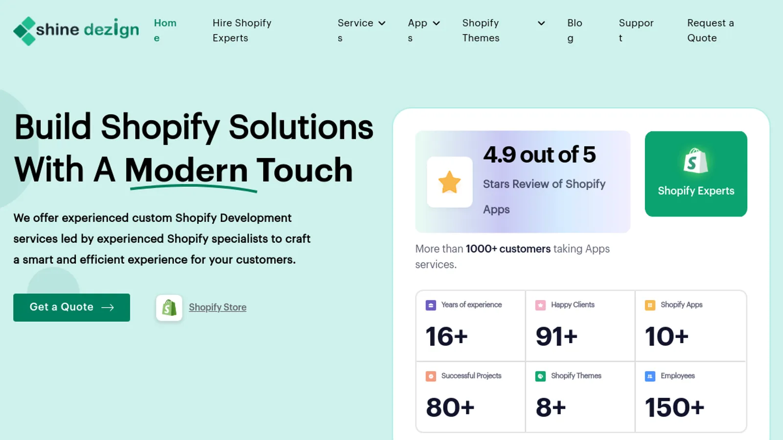 Screenshot of the Shine Dezign Infonet homepage