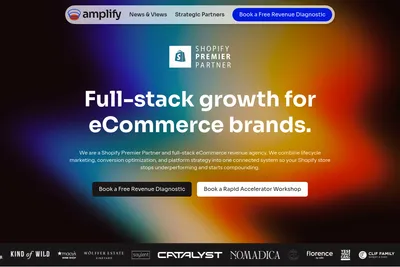 Screenshot of the DRINKS AMPLIFY homepage