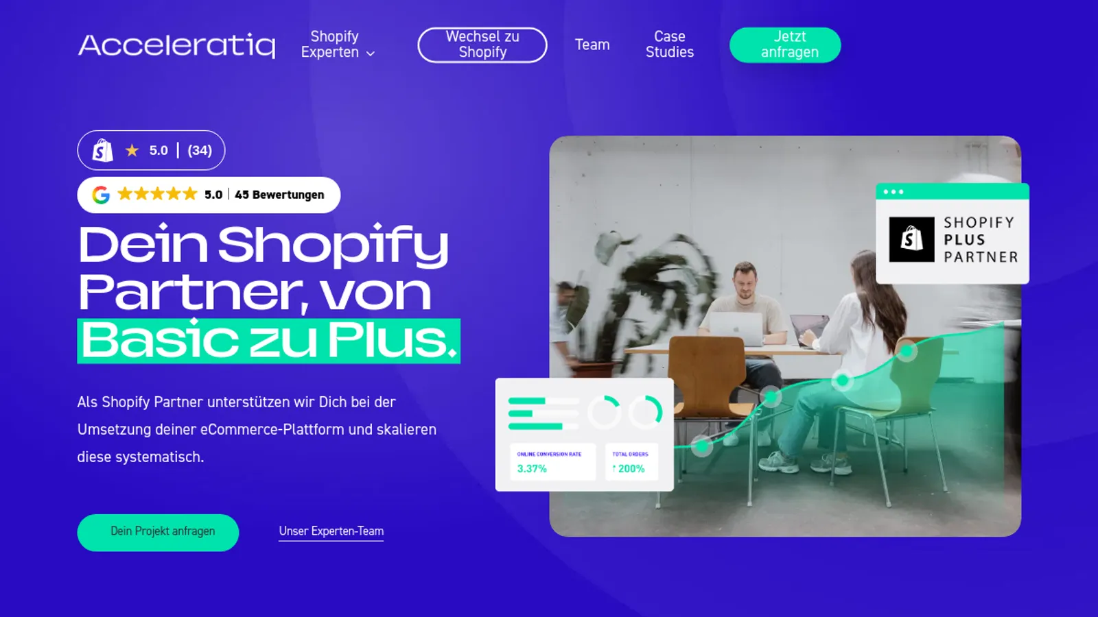 Screenshot of the Acceleratiq homepage