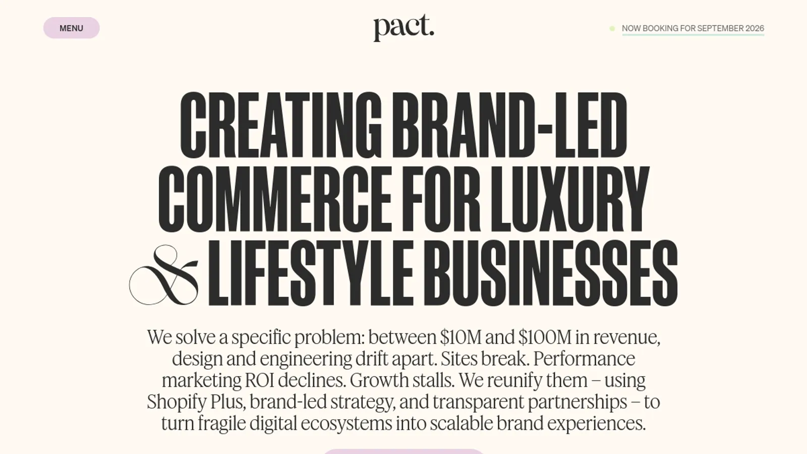 Screenshot of the Pact Studio homepage