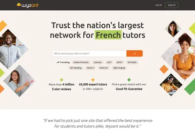 Screenshot of the Wyzant homepage