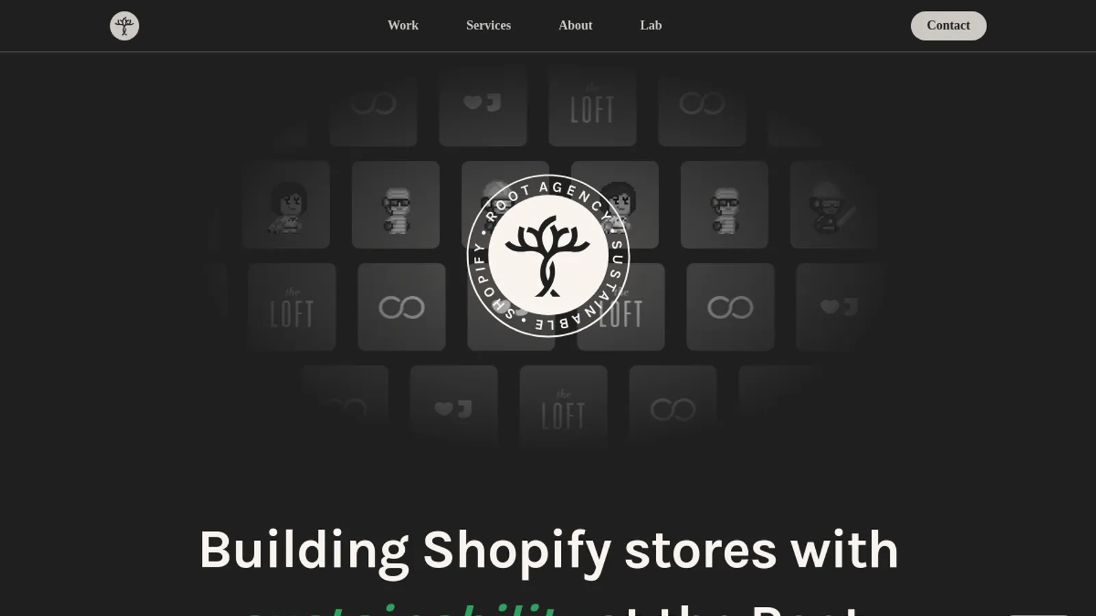 Screenshot of the Root Agency homepage
