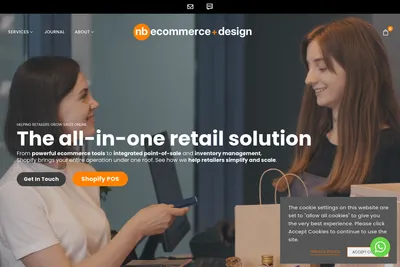 Screenshot of the NB eCommerce & Design homepage