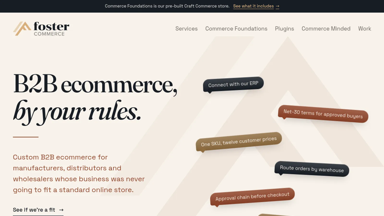Screenshot of the Foster Commerce homepage