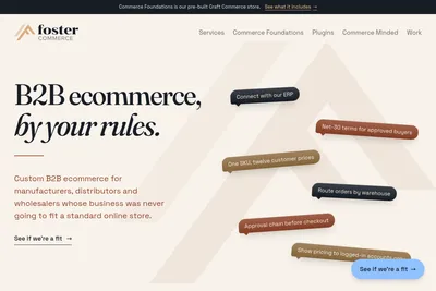 Screenshot of the Foster Commerce homepage