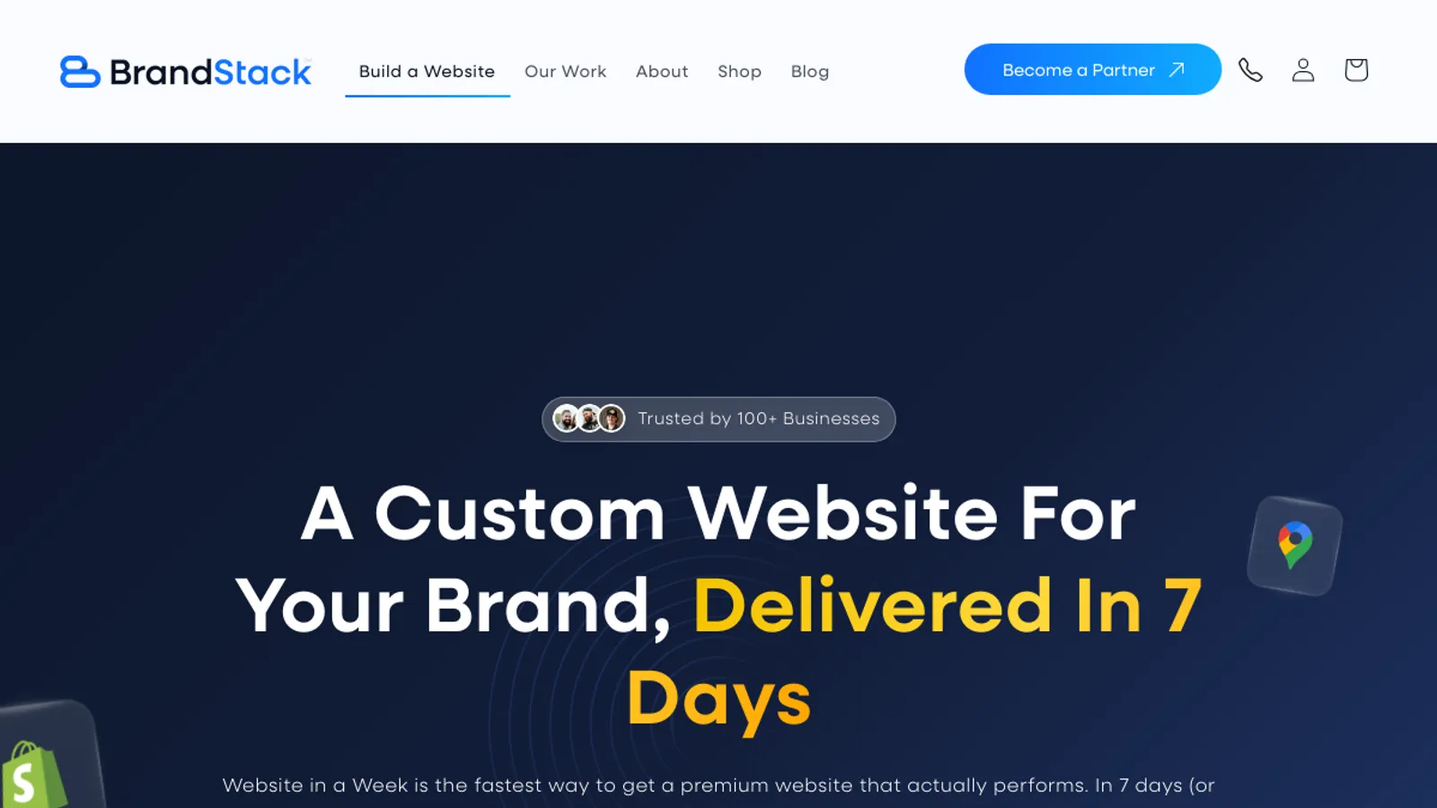Screenshot of the BrandStack homepage