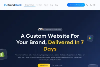 Screenshot of the BrandStack homepage