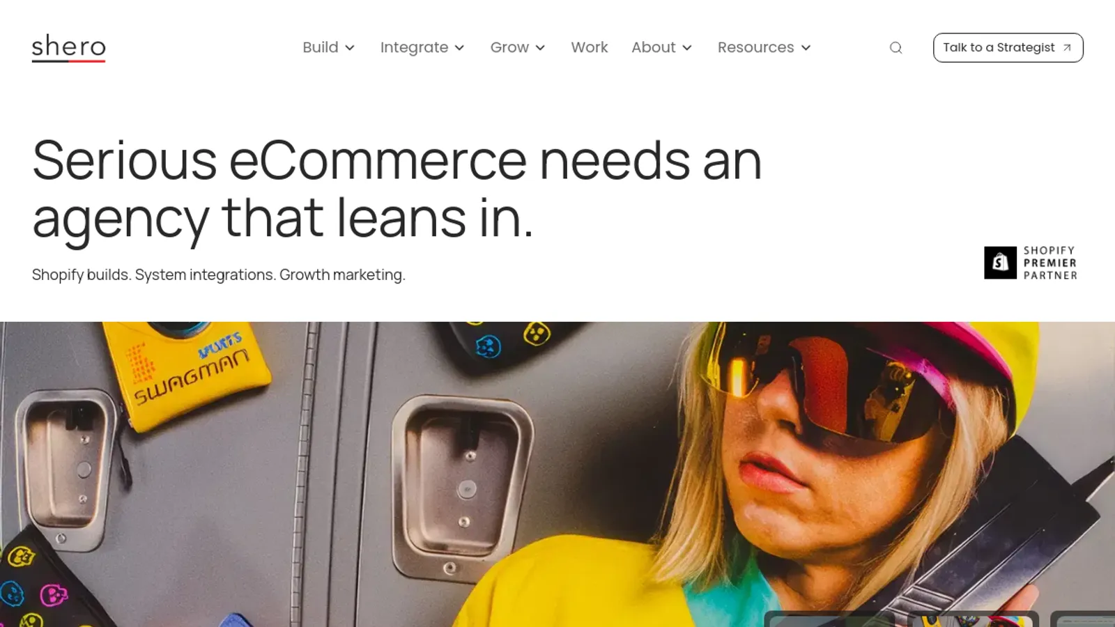 Screenshot of the Shero Commerce homepage