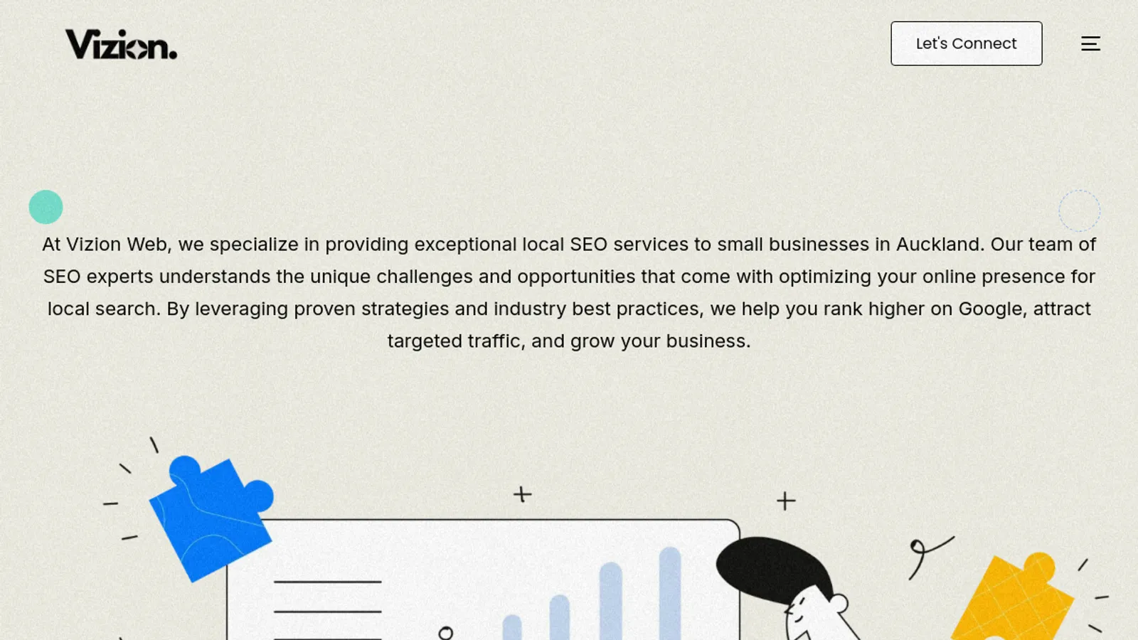 Screenshot of the Vizion Web homepage