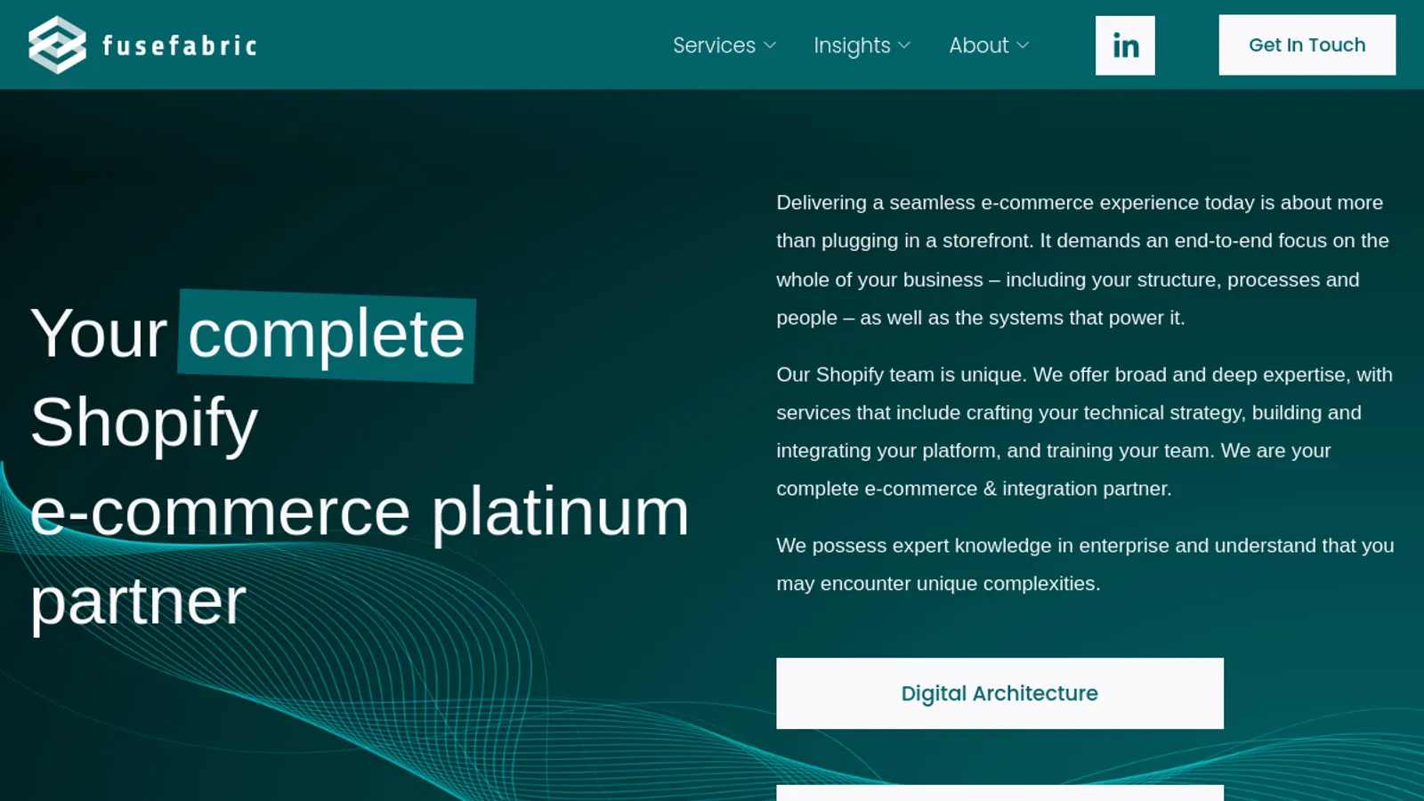 Screenshot of the fusefabric homepage