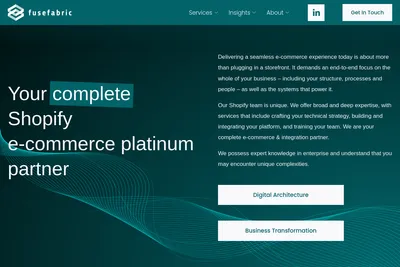 Screenshot of the fusefabric homepage