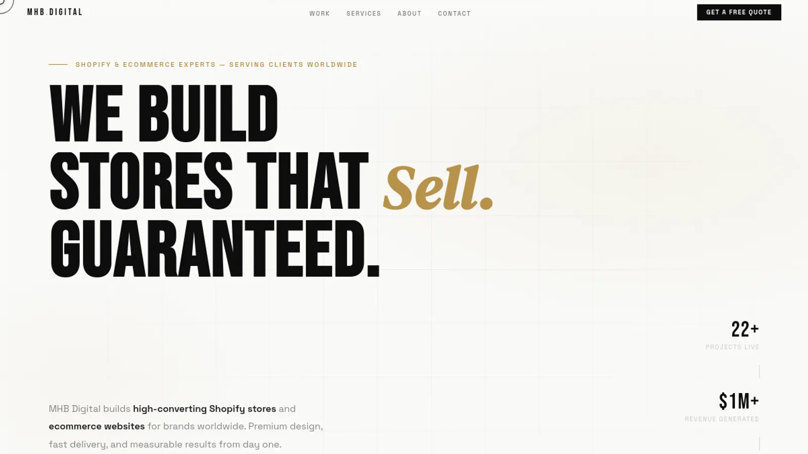 Screenshot of the MHB homepage