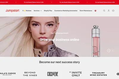 Screenshot of the Jumpstart Commerce homepage