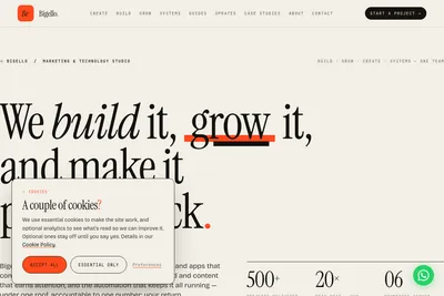 Screenshot of the Bigello homepage