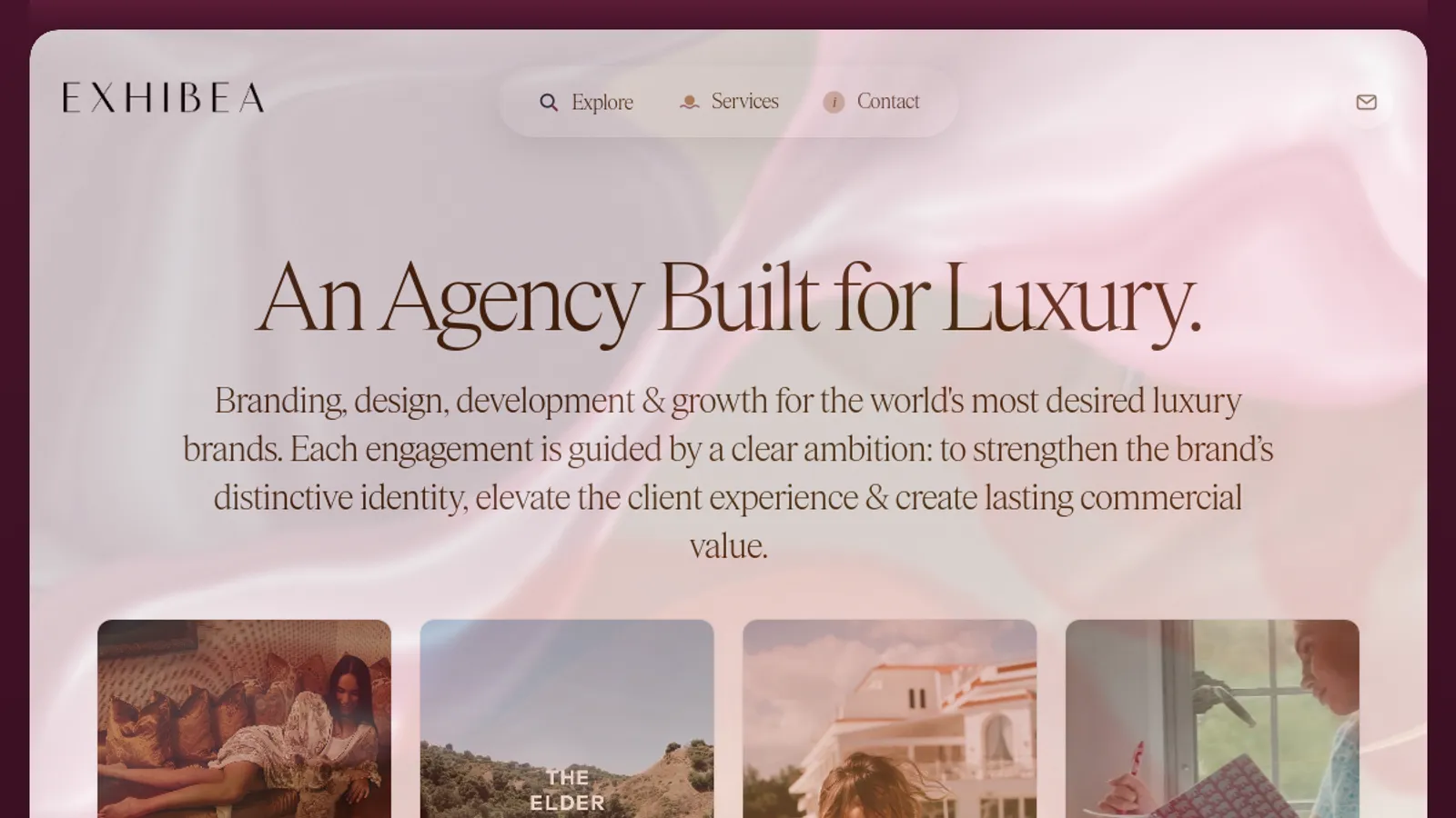 Screenshot of the Exhibea homepage