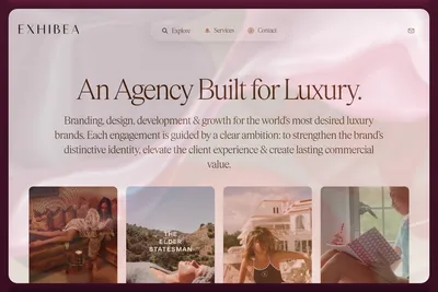 Screenshot of the Exhibea homepage