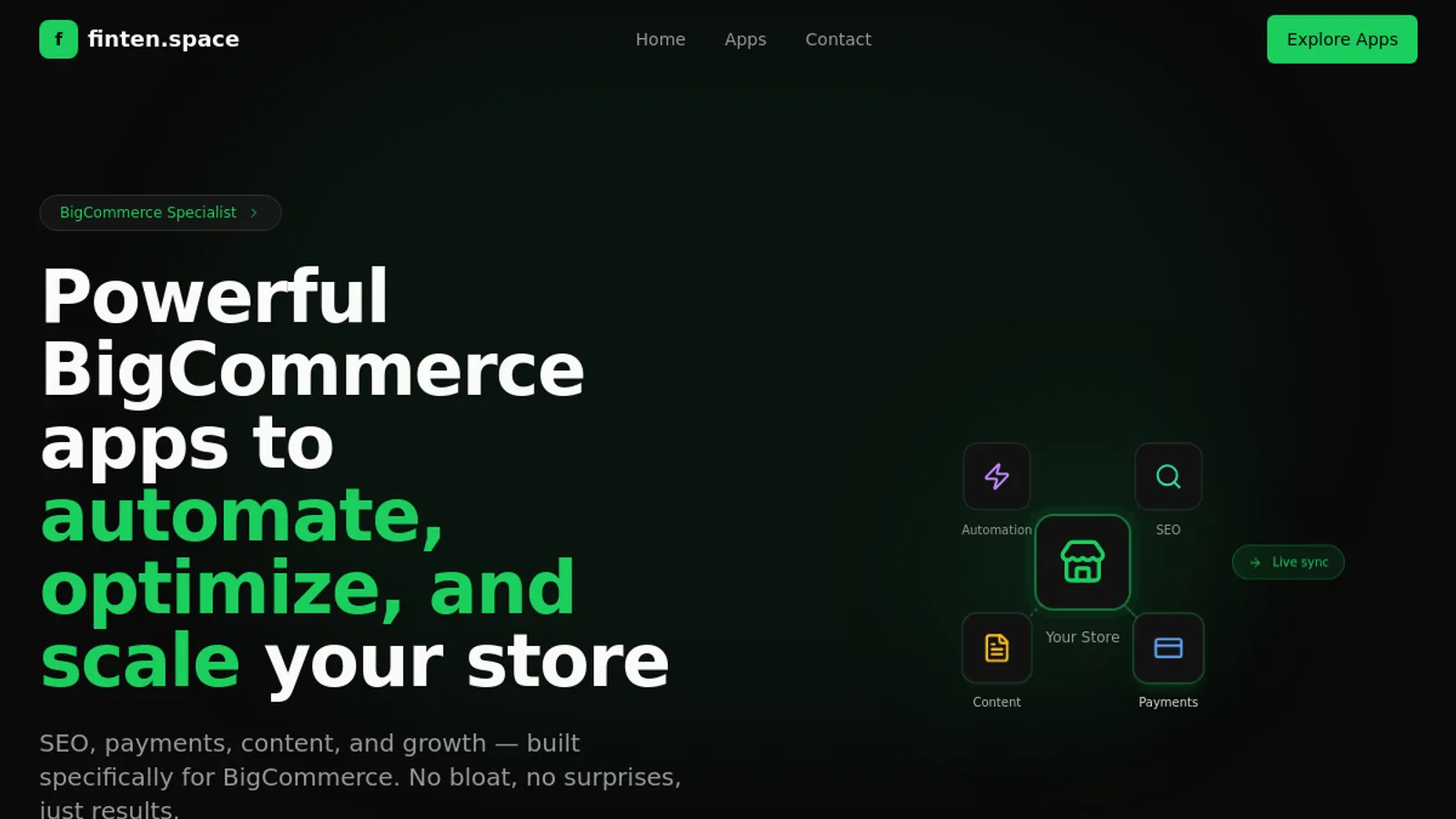 Screenshot of the FinteN homepage