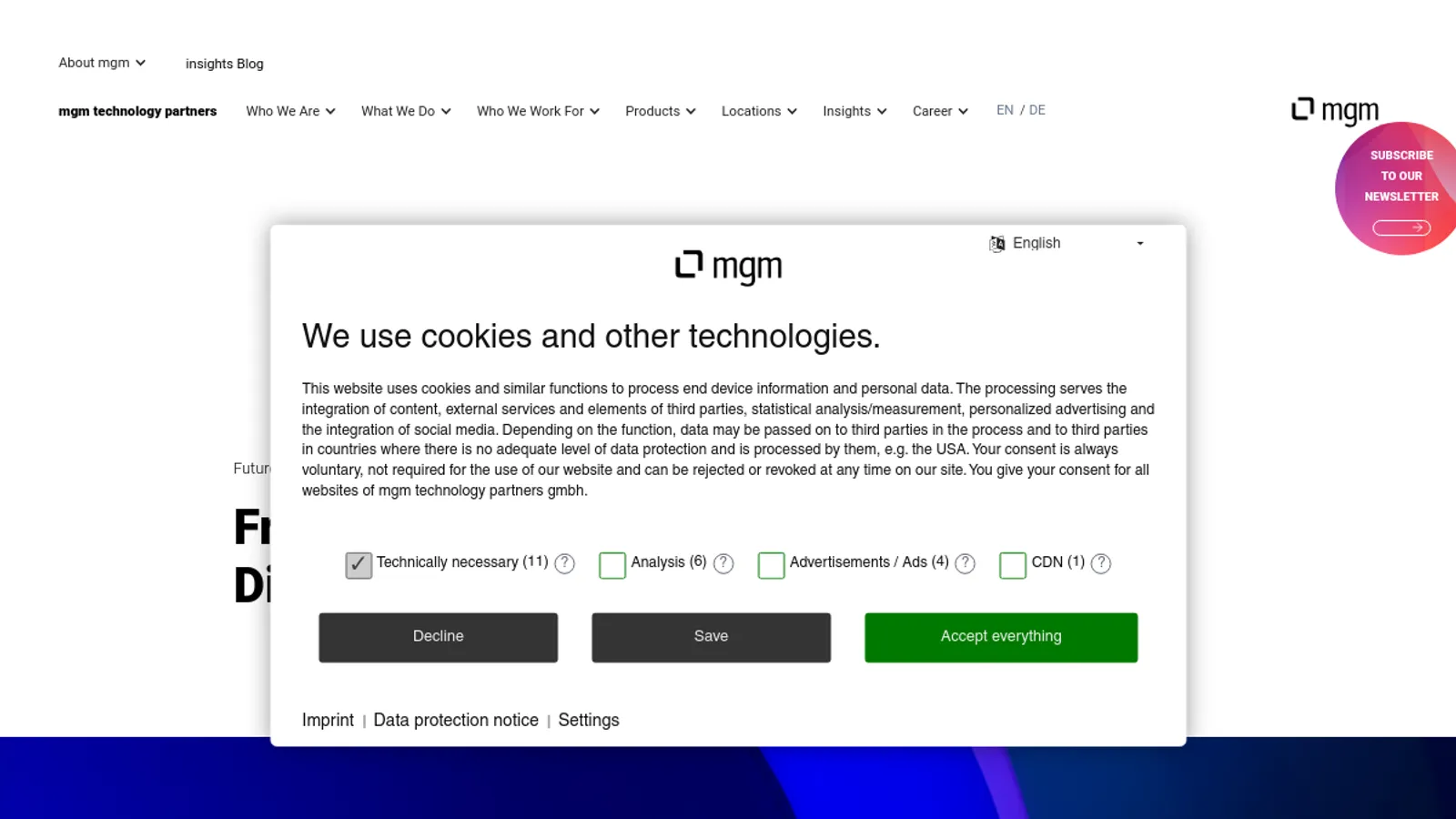 Screenshot of the eCube GmbH homepage