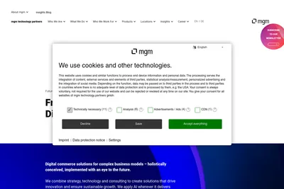 Screenshot of the eCube GmbH homepage